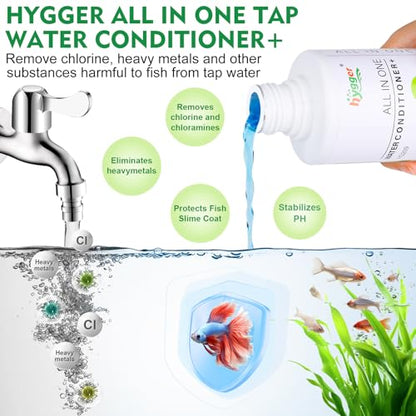 hygger Aquarium Water Conditioner for Freshwater, Neutralizes Chlorine, Chloramines, Reduce Heavy Metals, Ammonia & Nitrite, Safe for Fishes and Plants, 500 ML - size: 500ML