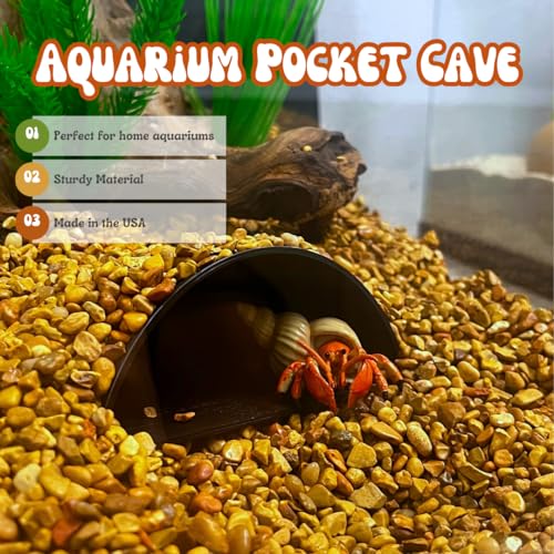 REEFSHAPE Aquarium or Terrarium Pocket Cave | Minimalist Shelter Cave for Fish, Shrimp, Reptiles, Amphibians, & More! | Made in USA (Pocket Cave, Black) - style: Pocket Cave, Black