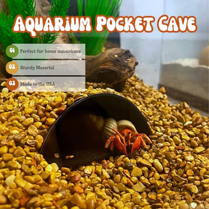 REEFSHAPE Aquarium or Terrarium Pocket Cave | Minimalist Shelter Cave for Fish, Shrimp, Reptiles, Amphibians, & More! | Made in USA (Pocket Cave, Black) - style: Pocket Cave, Black