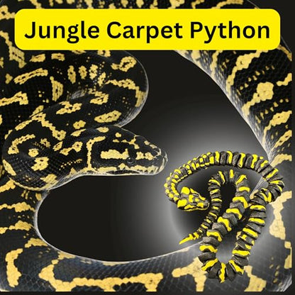 3D Printed Jungle Carpet Python - Articulating 3D Printed Snake - Jaw Opens - Eye Color Varies (29" Long)