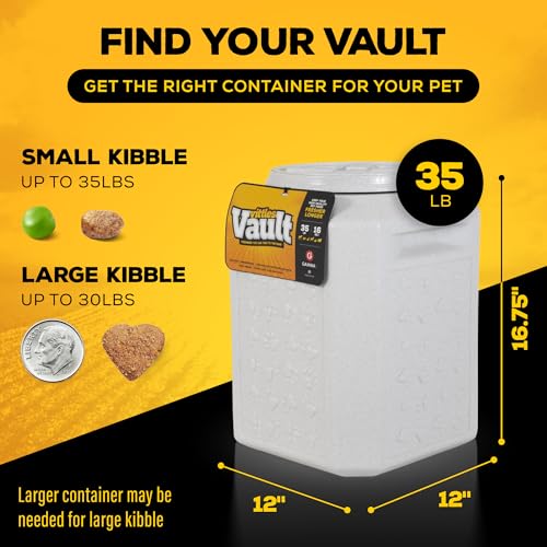 Vittles Vault Traditional Pet Food Storage Container For Dog Kibbles/Bird Seed/Oatmeal/Rice/Flour/Cereal, BPA Free Plastic, Sealed Airtight For Cat Food, Up To 35 lb, Made in USA, With Scoop, Gray - size: 35 Pounds