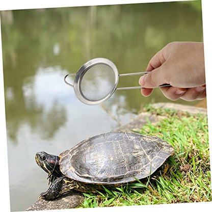 DECHOUS 2pcs Stainless Steel Reptile Sand Draining Shovel with Ergonomic Handle for Efficient Litter Cleaning and Substrate Sifting Terrariums and Aquariums