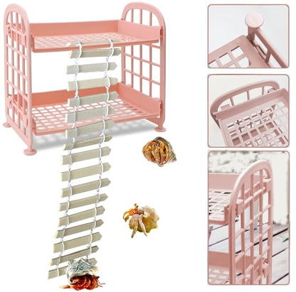 Hermit Crab Accessories: Reptile Ladder, Plastic Grid Habitat, Hammock for Hermit Crab, Hamster, Guinea Pig (Pink) - style: Modern