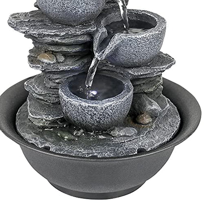10.6inch Rock Indoor Water Fountain Zen Meditation Tabletop Fountain with LED Light for Home Office Bedroom - color: 10 3/5"_1