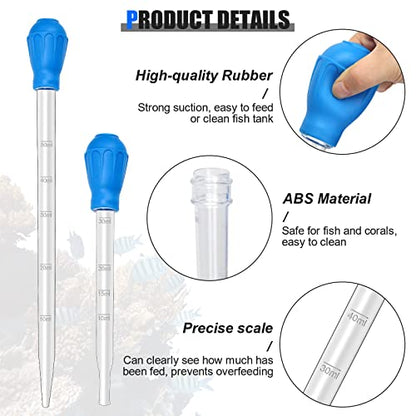 2 Pieces Aquarium Coral Feeder with 2 Pieces Stainless Steel Straight and Curved Feeding Long Tweezers, Acrylic Coral Spot Feeder Long Tube Reptile Feeding Tools for Aquatic Plant Lionfish Marine Fish