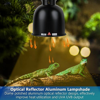 Reptile Light Fixture, 5.5 inch Optical Reflection Deep Dome Heat Lamp Fixture, UVB Heat Basking Lamp Fixture for Amphibian Reptile Terrariums - size: 5.5in Deep Dome