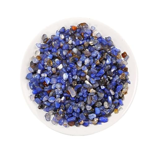 Erliway 7-9mm Blue Agate Healing Crystal Chips for Crafts, 100g | Natural Crushed Crystal Stones Tumbled Chips for Vase Filler Aquarium Gravel, Meditation Chakra Balancing, Candle DIY Making - color: Blue Agate