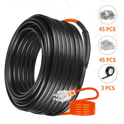 140FT Heating Cable for Metal and Plastic Home Pipes Energy-efficient | Heat Tape for Water Pipes, Pipe Freeze Protection, Keeps Water Flowing at -40℉, 120V - size: 140FT
