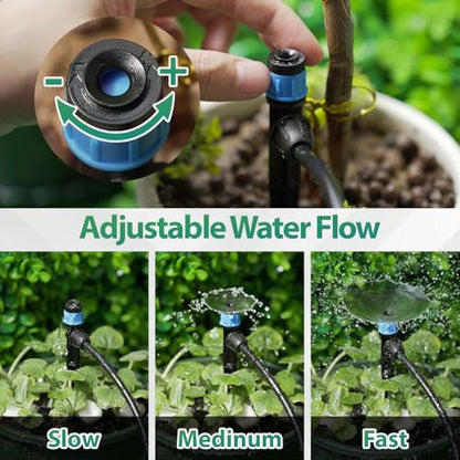 RedChili 25 Pieces Drip Emitters for 1/4" Drip Irrigation Tubing, Adjustable 360 Degree Vortex Drip Emitters with Stake 360° Full Circle Umbrella Shape Pattern Garden Irrigation Micro Drippers - size: Vortex Emitter