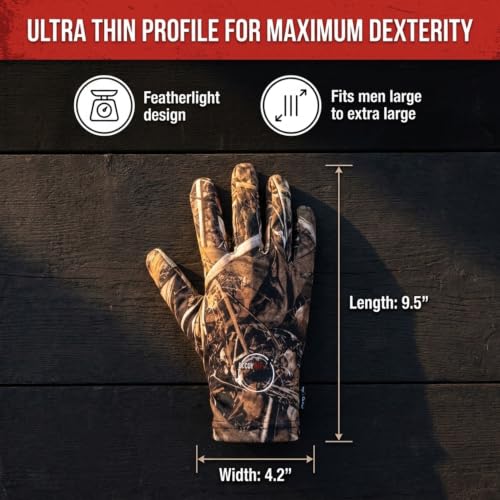 Men’s Camo Touchscreen Hunting Gloves – Lightweight, Thin, High-Performance Hunting Gear – L/XL
