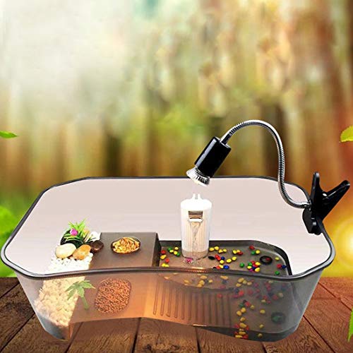 PINVNBY Plastic Turtle Tank Reptile Habitat Pet Terrariums Turtles Tank Aquarium Terrapin Topper Basking with Platform Plants,Durable,Safe, Non-Toxic(Black) - color: Black, size: 【1 PCS】