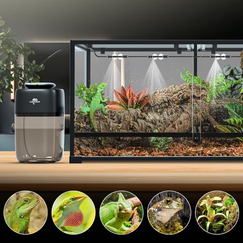 10L Reptile Mister Fogger with Timer, 4 Nozzles, High Pressure Automatic Misting System for Reptile Tank, Terrarium Humidifier for Reptiles, Amphibians & Plants