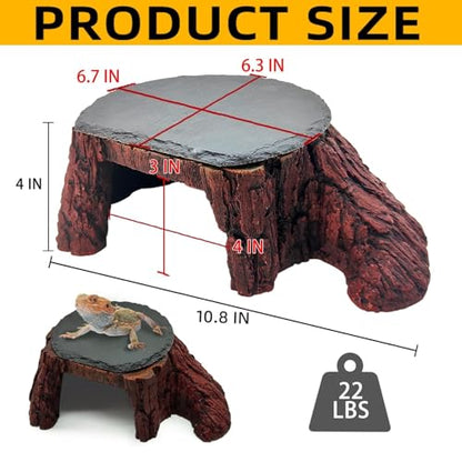 Bearded Dragon Basking Platform,Reptile Hide Cave with Heat Storage Slate Rock,Leopard Gecko Climing Decor Tank Accessories for Turtle,Ball Pythons,Lizard,Snake,11×7×3.5 inch