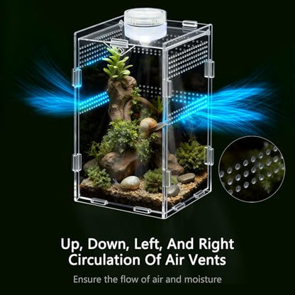 Acrylic Jumping Spider Enclosure, Small Reptile Insect Terrarium, Spider Tank with Magnetic Door & All-Side Vent, Pre-Assembled Habitat for Spiderling, Mantis, Tarantula, Snail 7.8" * 4.7" * 4.7