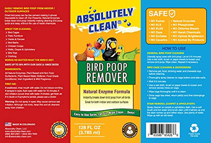 Absolutely Clean Amazing Bird Poop Remover - Just Spray/Wipe - Safely & Easily Removes Bird Messes - Use Indoor/Outdoor - Made in The USA - size: 32oz Spray Bottle 2pack - Save 35%
