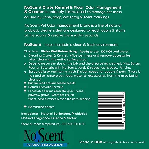 No Scent Crate Kennel & Floor Probiotic Cleaner Spray for Dog Cat Pet Odor Stains (8 Fl Oz / 237 mL) - size: 8 Fl Oz (Pack of 1)