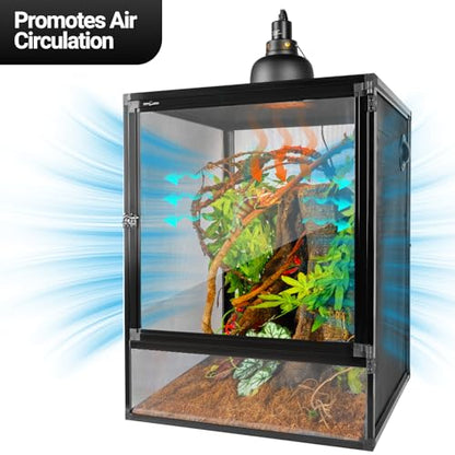 REPTI ZOO 18" x 18" x 24" Reptile Tank, Deluxe Foldable Screen Cage, 34 Gallon Vertical Terrarium with Fogger & Cable Pass, Tall Enclosure for Chameleon, Tree Frog, Crested Gecko, Arboreal Reptiles - size: 18" X 18" X 24"