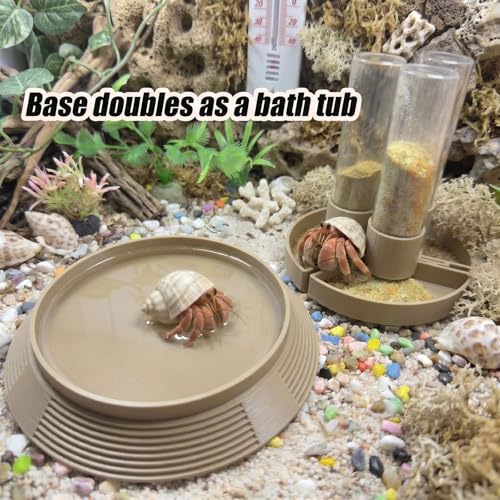 4-in-1 Hermit Crab Feeding Station - Integrated Nutrition and Hydration Center，3D-Printed Tank Accessories Made from Safe Materials, Suitable for Hermit Crabs and Small Reptiles. - color: Wood Tone