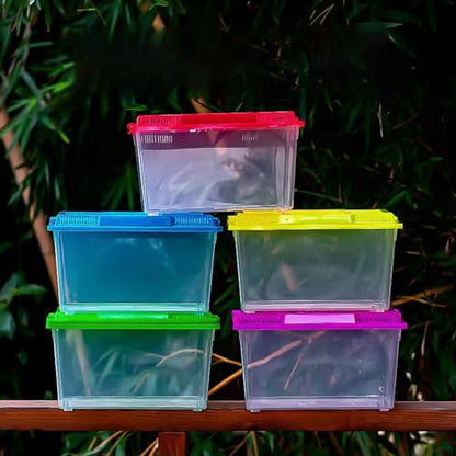 Portable Reptiles Tanks Box Including Feeding Port Observation Window for Lizards Breeding Case Large Lizards Habitat Box Featuring Ventilated Cover - size: 13x9x9cm