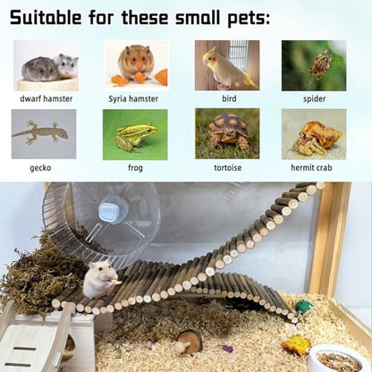 2-Pack Rat Bendy Long Suspension Bridges 15.7 x 3.9 Inch Hamster Climbing Ladder Flexible Hamster Wooden Bridge for Mouse Rat - size: 2PCS 15.7x3.9in