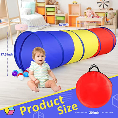 PigPigPen Pop Up Play Tunnel Tent for Toddlers Babies or Dogs, Indoor & Outdoor Toys for Kids Backyard Playset. (Red,Yellow,Blue) - style: Red,yellow,blue play tent