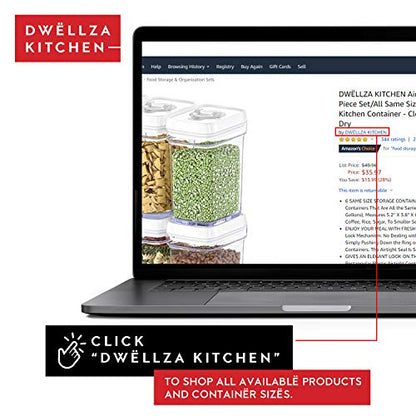 DWËLLZA KITCHEN Airtight Food Storage Containers with White Lids 2L - 4 Pc Clear Plastic Pantry Snacks Kitchen Container, Baking Supplies, 4LB Sugar & Flour Canister BPA-Free - color: 04 - 2 Liters (Set of 4)