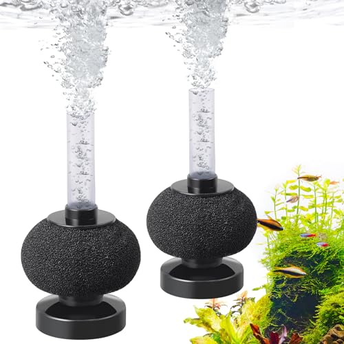 HITOP 2 Pack Aquarium Bio Sponge Filter: Diameter 2.5in Mini Air-Powered Fish Tank Filter, Quiet Small Sponge Filter for up to 15gallon Fish Tank, Betta Tank, Shrimp Tank, Fry Tank, Breeding - style: Mini 2.5in-2pack