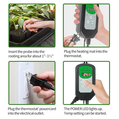 Seedling Heat Mat and Digital Thermostat Combo Set, MET-Certified Plants Heating Mat Warm Hydroponic,Germination, Indoor Gardening, Greenhouse - size: 10*20.75"- set