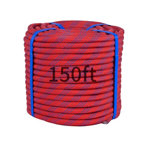150Ft 1/2 Inch Heavy Duty Climbing Rope,Arborist Rope for Tree Pulling(Red) - size: 150ft-Red