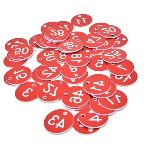 Engraved Numbered Tags 1-200 Multicolor Livestock Garden Beekeeping Mating Box Mark(Red) - color: Red