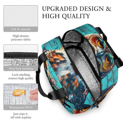 Funny Owl with Sunglasses Lunch Bag for Women Men | Insulated Lunch Box Leakproof Food Meal Containers Reusable Foldable 6L Capacity Lunch Tote Bags for Work Picnic Travel - color: Style 6