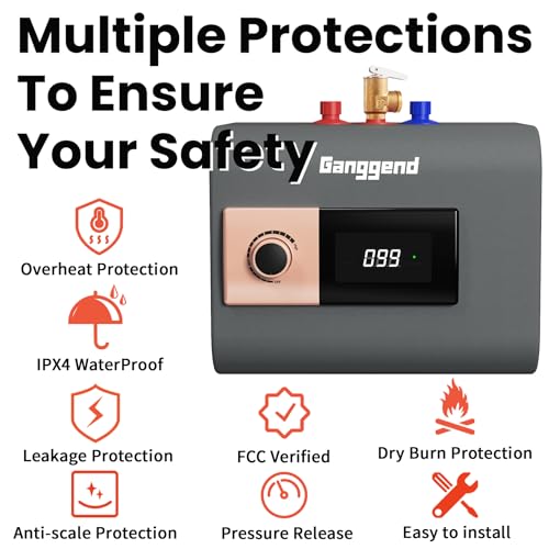 2.5 Gallon Electric Water Heater, 1500W 110V Mini Tank Under Sink Instant Hot Water Heater with Pressure Release Valve, Digital Display for Kitchen, RV, Laundry,Food Truck, Gray - color: Gray