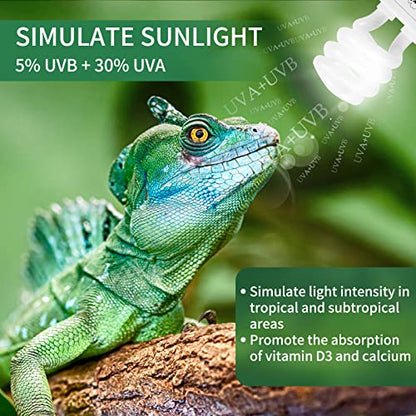 LUCKY HERP Reptile UVA UVB Light 5.0 13W Compact Fluorescent Tropical Terrarium Lamp - style: UVB5.0 13W