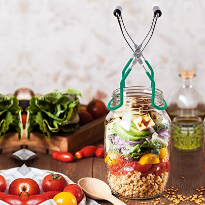 Canning Jar Lifter Tongs, Canning Supplies | Stainless Steel Jar Lifter with Grip Handle for Home Kitchen, Cyan - color: Cyan
