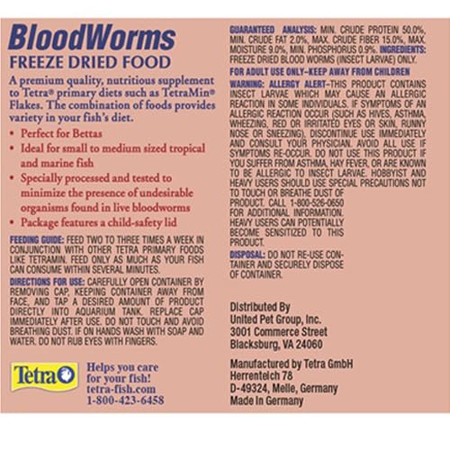Tetra BloodWorms, Freeze-Dried Food for Freshwater and Saltwater Fish, Seafood,0.25 Oz (Pack of 2) - size: 0.25 Ounce (Pack of 2)