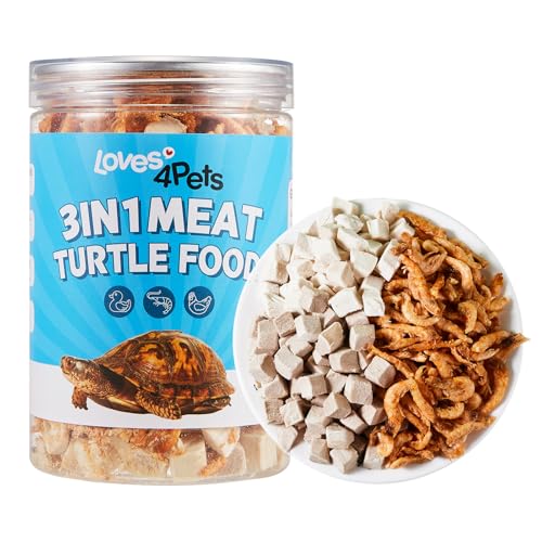 Turtle Food - Natural Freeze-Dried Chicken, Duck and Antarctic Krill – 3 in 1 Premium Treats for Reptiles, Cats & Dogs – Human-Grade Real Meat