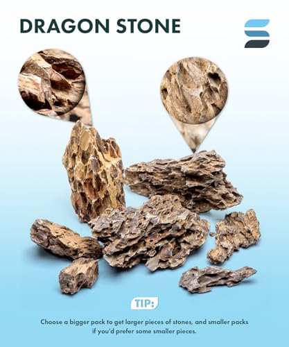 Natural Stone for Aquarium, Terrarium, Paludarium, Reptile Enclosures - Set of Decorative Rocks for Landcapes, Aquascaping, Fish Tank Decor (Dragon Stone, 5 Pounds)