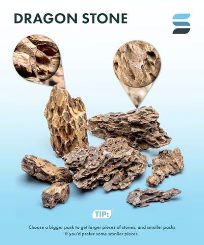 Natural Stone for Aquarium, Terrarium, Paludarium, Reptile Enclosures - Set of Decorative Rocks for Landcapes, Aquascaping, Fish Tank Decor (Dragon Stone, 5 Pounds)