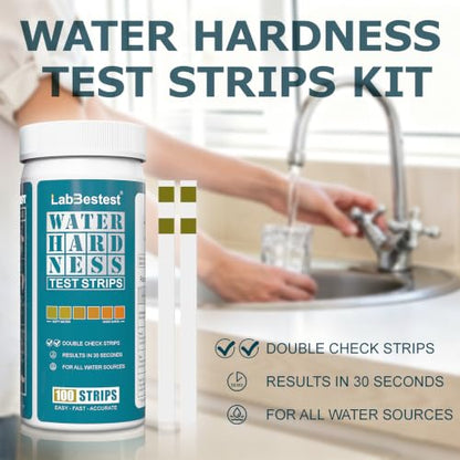 Water Hardness Test Kit & Hard Water Test Strips for Softener | Double Check Strips, Hardness Tester for Home, Drinking, Aquarium, Pool, Well, Tap and All Water Sources, 0-425 ppm/0-25 gpg