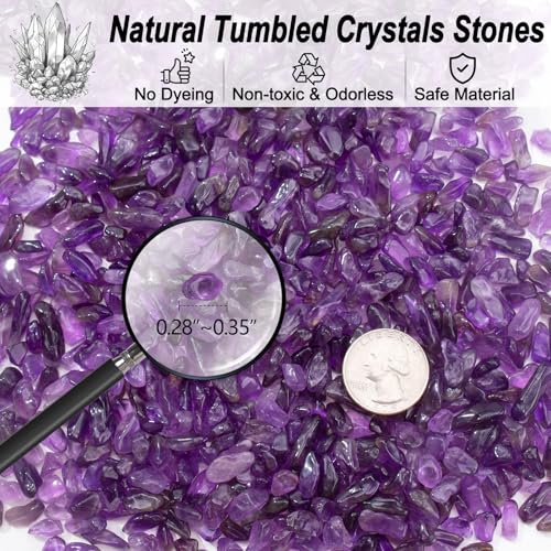 0.5 Lb/230g Amethyst Quartz Crystal Chips Bulk, Purple Crushed Stones Natural Gemstones Healing Reiki Crystals Mini Quartz Vase Filler Aquarium Gravel Rocks, 5-7mm - color: Amethyst, size: 0.5 LB