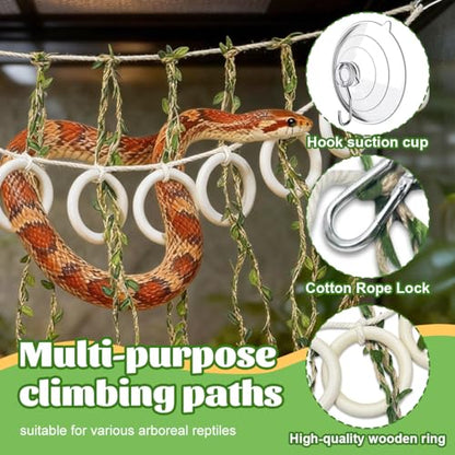 Ball Python Tank Accessories, Handcrafted Snakes Climbing Vines, Corn Snake Enrichment Toys, Suitable for Snakes, Ball Pythons, Chameleons