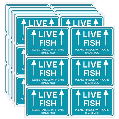 60PCS Live Fish Stickers Shipping Supplies,Please Handle with Care This Side Up Arrow Warning Stickers,Live Fish Shipping Labels(2"x3")