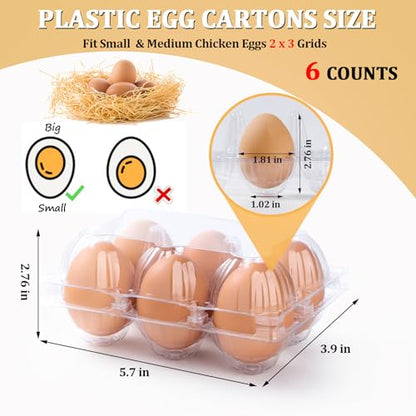 200PCS Plastic Egg Cartons 6 Count, Half Dozen Egg Cartons Cheap Bulk,Clear | Reusable Egg Carton Holder for Family, Pasture, Farm Markets Display - Medium Egg Containers 2x3 Grids - style: 2x3Grids-200count