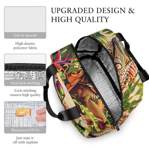 Funny Lizard Theme Lunch Bag for Women Men | Insulated Lunch Box Leakproof Food Meal Containers Reusable Foldable 6L Capacity Lunch Tote Bags for Work Picnic Travel - color: Style 1