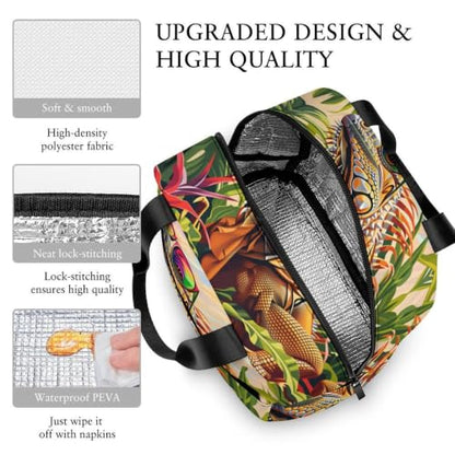 Funny Lizard Theme Lunch Bag for Women Men | Insulated Lunch Box Leakproof Food Meal Containers Reusable Foldable 6L Capacity Lunch Tote Bags for Work Picnic Travel - color: Style 1