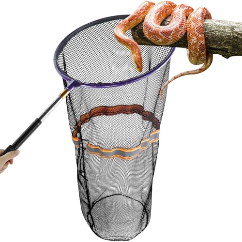 Snake Catcher Grabber Stick and Net, Telescopic Grabber Handling Tool | Reptile Snake Grabber Tool, 16 to 60" Telescopic Pole Stick, 12" Ring, Secure Drawstring, Transporting and Capturing Snakes