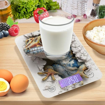 Geckoes Reptile 3D Wall LCD Display Small Food Scales for Kitchen 11lb/0 18oz 5kg/5g (Scenario) Small Scales Digital gram and oz with 4 Unit for Espresso Espresso pesa para alimentos