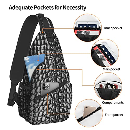 Snake Skin Sling Bag Animal Crossbody Chest Daypack Casual Backpack Women Shoulder Bag For Travel Picnic - color: Snake 01