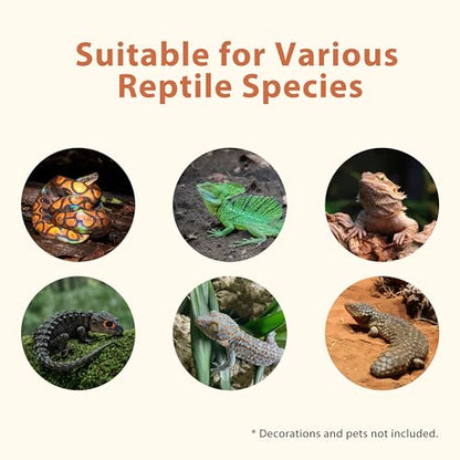 20 Gallon PVC Reptile Enclosure, RepWild 24"x18"x12" Terrarium/Tank with Heavy-Duty Screen Top, Glass Sliding Doors & Lock for Bearded Dragons, Ball Python, Geckos, Lizards - size: 24"W x 18"D x 12"H