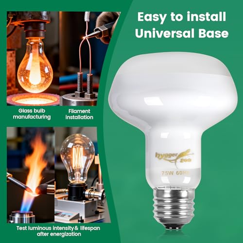 Reptile Heat Lamp Bulbs 75W (2-Pack) – Efficient Heating & Simulated Sunlight Basking Light for Amphibians, Bearded Dragon, Lizard, Turtle, Chicken – E26 Base - color: White, size: 75W
